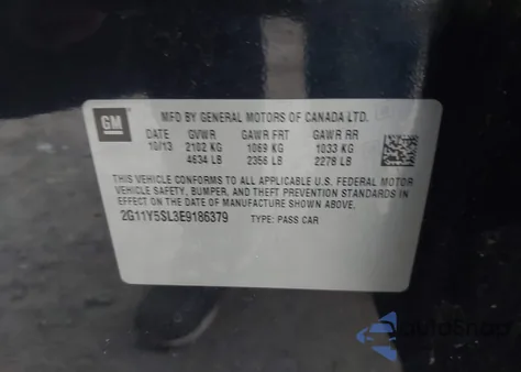 2014 Chevrolet Impala 1Ls z USA, uszkodzony, nr VIN 2G11Y5SL3E9186379